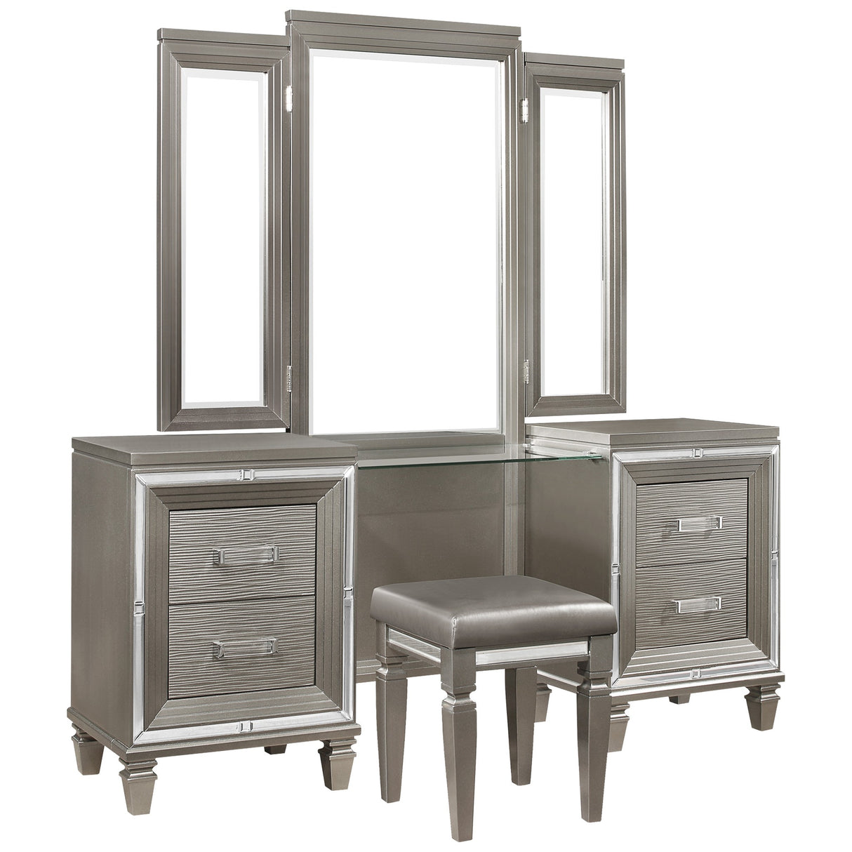 Tamsin Silver/Gray Metallic Nightstand from Homelegance - Luna Furniture