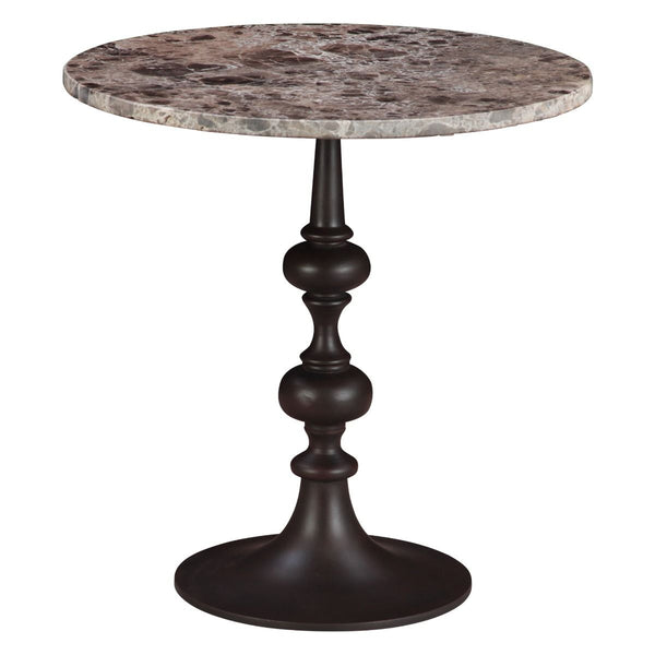 Dauphine 20" Side Table in Dark Emperador Marble with Brown Base