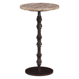 Detroit 12" Side Table in Light Emperador Marble with Casted Base from Home Trends & Design - Luna Furniture