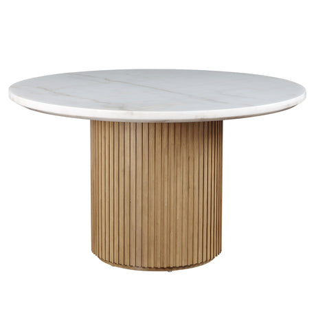 Colvin Toffee 52″ Round White Marble Top Dining Table from Steve Silver - Luna Furniture