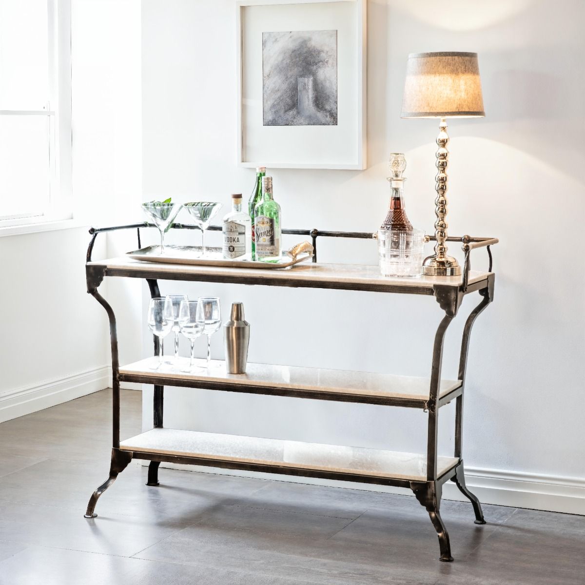 Downey 50" Console Table with White Marble and Black Metal Base from Home Trends & Design - Luna Furniture