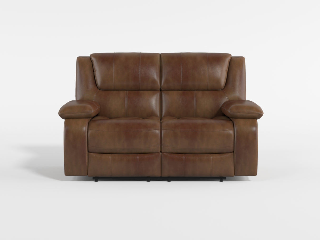 Ellicott Brown Leather Double Reclining Loveseat from Homelegance - Luna Furniture