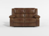 Ellicott Brown Leather Double Reclining Loveseat from Homelegance - Luna Furniture