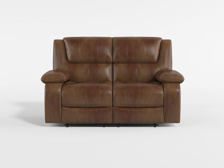 Ellicott Brown Leather Double Reclining Loveseat from Homelegance - Luna Furniture