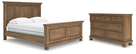 Feddinger California King Panel Bed with Dresser in Medium Brown from Ashley - Luna Furniture
