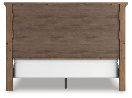 Feddinger California King Panel Bed with Mirrored Dresser and 2 Nightstands in Medium Brown from Ashley - Luna Furniture