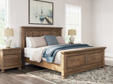 Feddinger California King Panel Bed with Mirrored Dresser, Chest and Nightstand in Medium Brown from Ashley - Luna Furniture