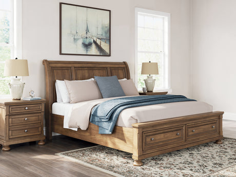 Feddinger California King Storage Sleigh Bed with Dresser in Medium Brown from Ashley - Luna Furniture