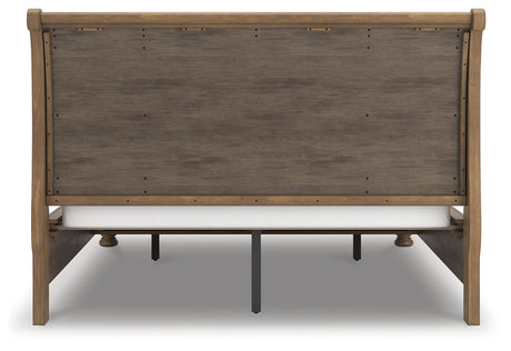 Feddinger California King Storage Sleigh Bed with Mirrored Dresser in Medium Brown from Ashley - Luna Furniture