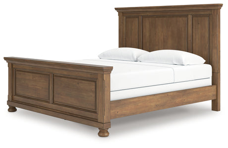 Feddinger King Panel Bed with Mirrored Dresser, Chest and Nightstand in Medium Brown from Ashley - Luna Furniture