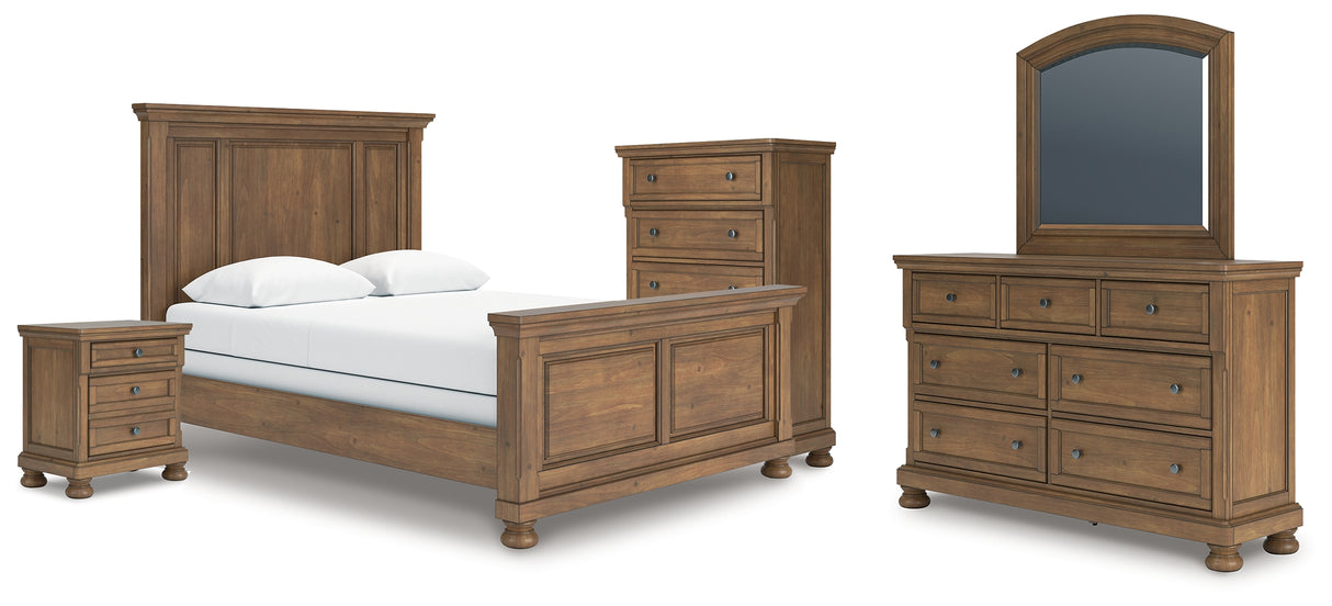 Feddinger Queen Panel Bed, Dresser, Mirror, Chest and Nightstand from Ashley - Luna Furniture
