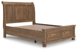 Feddinger Queen Storage Sleigh Bed with Dresser and Nightstand in Medium Brown from Ashley - Luna Furniture