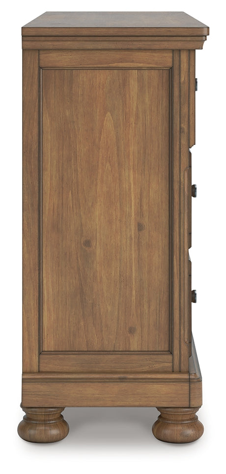 Feddinger Queen Storage Sleigh Bed with Dresser and Nightstand in Medium Brown from Ashley - Luna Furniture