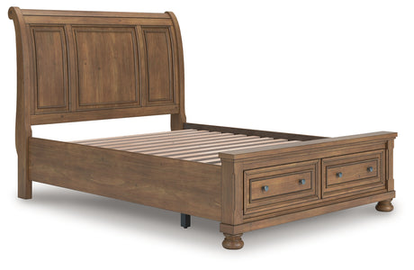 Feddinger Queen Storage Sleigh Bed with Dresser in Medium Brown from Ashley - Luna Furniture