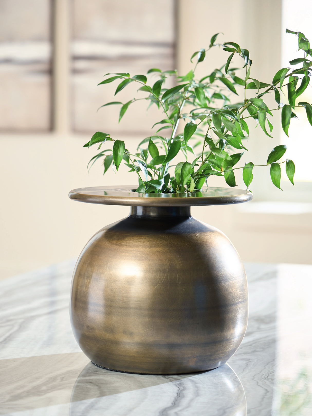Fedorleigh Antique Brass Finish Vase from Ashley - Luna Furniture