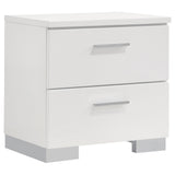 Felicity White High Gloss 4-piece Eastern King Bedroom Set from Coaster - Luna Furniture