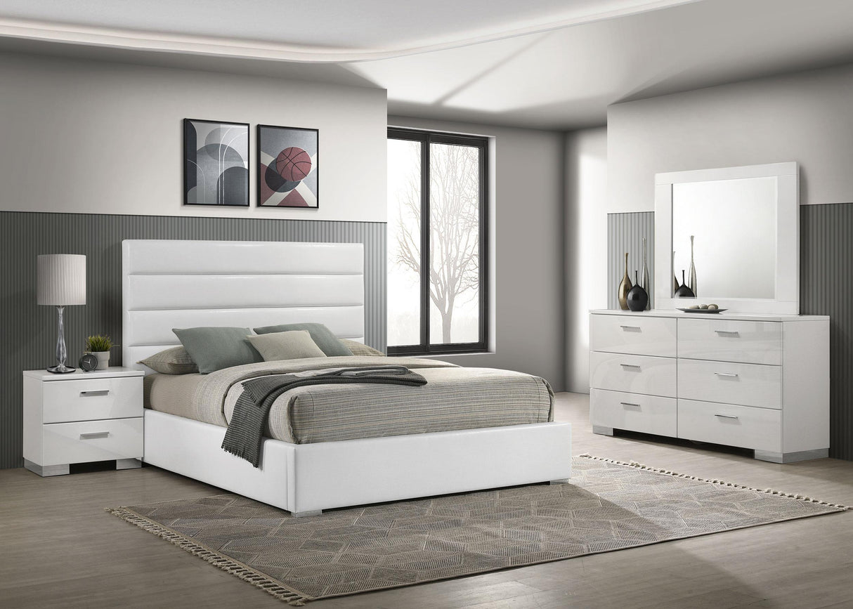Felicity 4-piece Queen Bedroom Set White High Gloss from Coaster - Luna Furniture