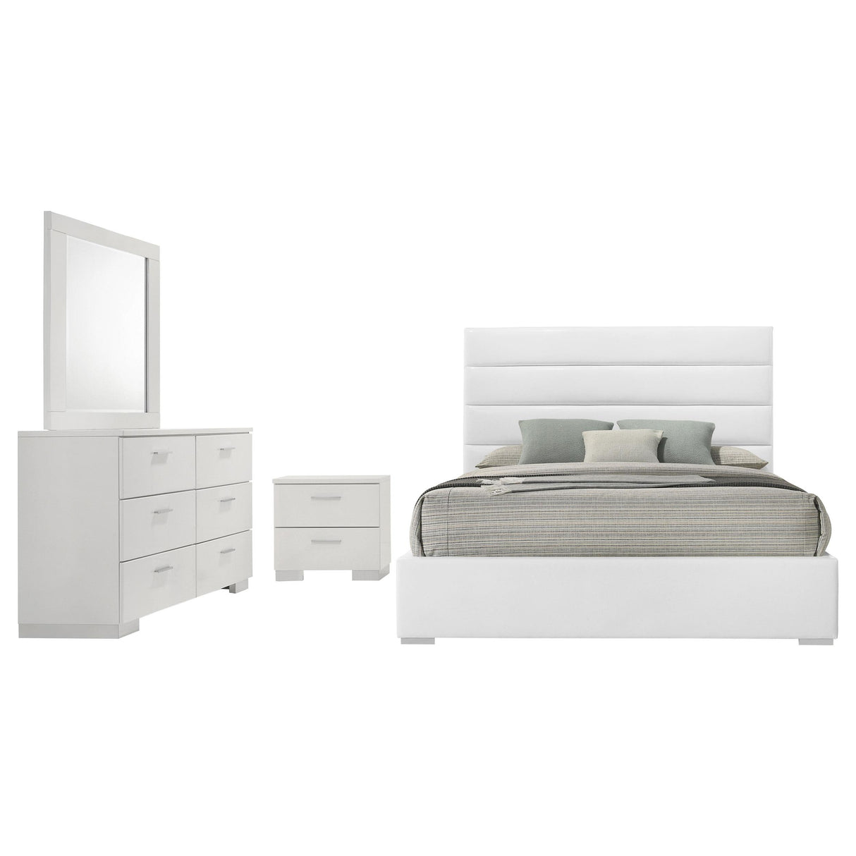 Felicity 4-piece Queen Bedroom Set White High Gloss from Coaster - Luna Furniture