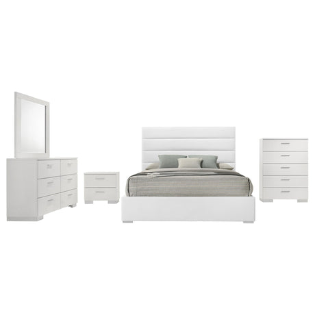 Felicity White High Gloss 5-piece Eastern King Bedroom Set from Coaster - Luna Furniture