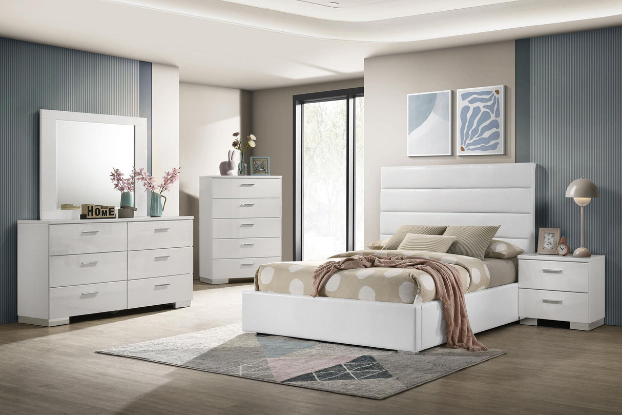 Felicity 5-piece Full Bedroom Set White High Gloss from Coaster - Luna Furniture
