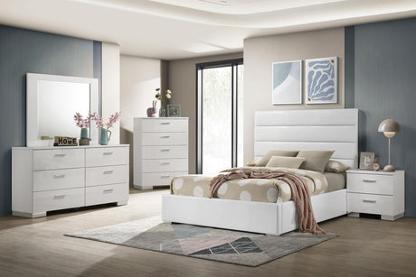 Felicity White High Gloss 5-piece Full Bedroom Set from Coaster - Luna Furniture