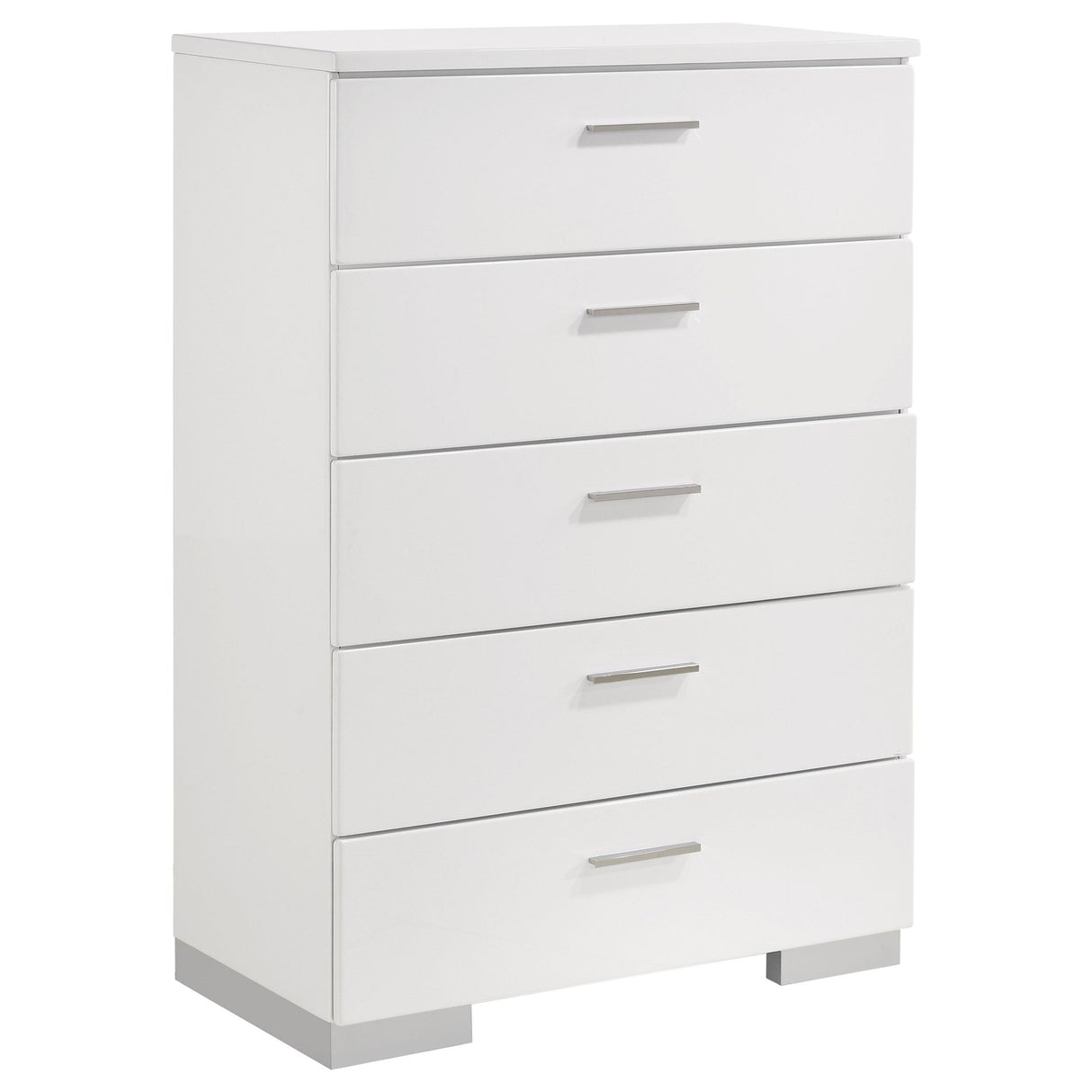 Felicity 5-piece Full Bedroom Set White High Gloss from Coaster - Luna Furniture