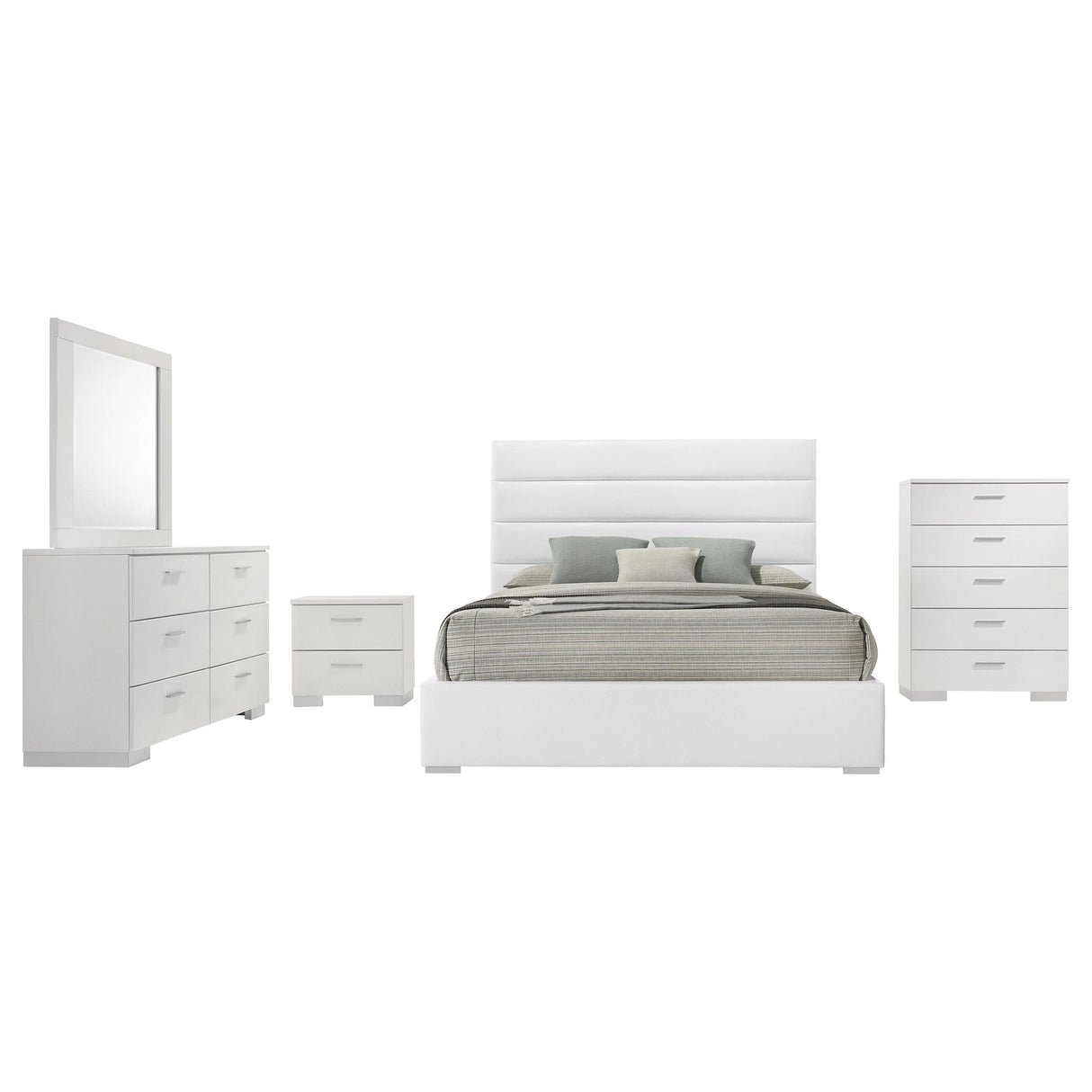 Felicity 5-piece Queen Bedroom Set White High Gloss from Coaster - Luna Furniture