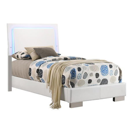Felicity Glossy White Youth Bedroom Set with LED Lighting from Coaster - Luna Furniture