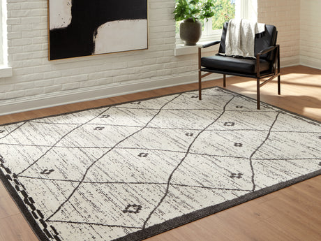 Fenriston Cream/Black Large Rug from Ashley Furniture - Luna Furniture
