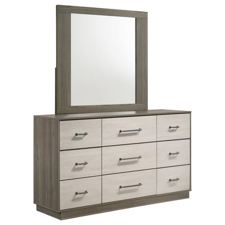 Fenwick Gray Oak 9-Drawer Dresser with Mirror from Coaster - Luna Furniture