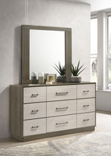 Fenwick Gray Oak 9-Drawer Dresser with Mirror from Coaster - Luna Furniture