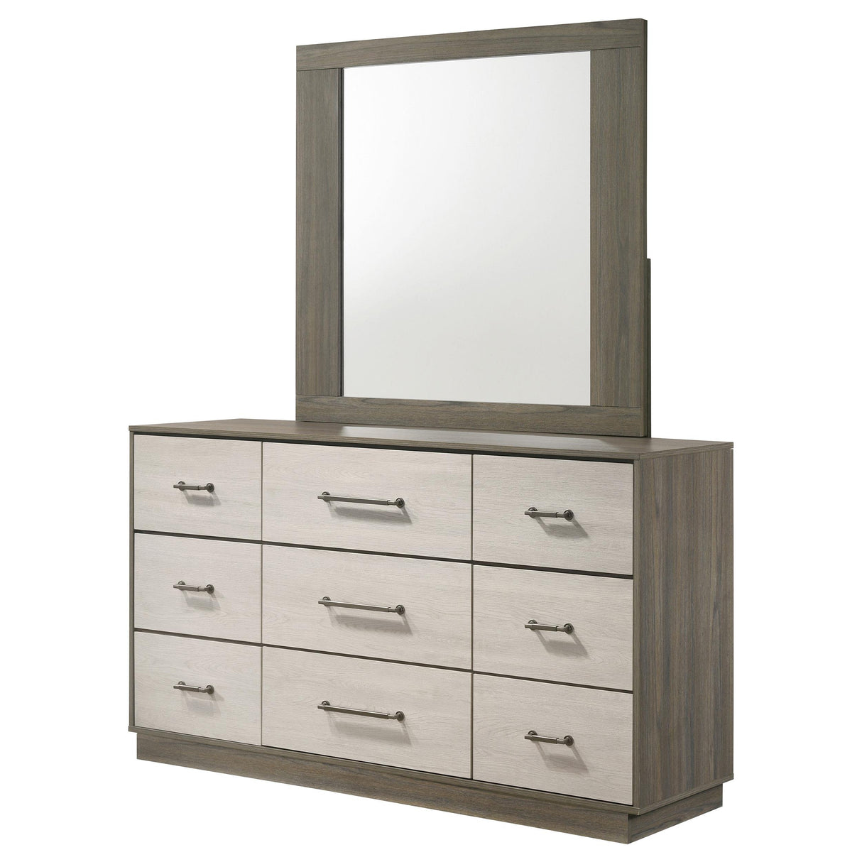 Fenwick Gray Oak 9-Drawer Dresser with Mirror from Coaster - Luna Furniture
