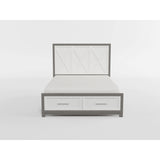 Rowan Ivory/Gray Full Platform Bed with Footboard Storage from Homelegance - Luna Furniture