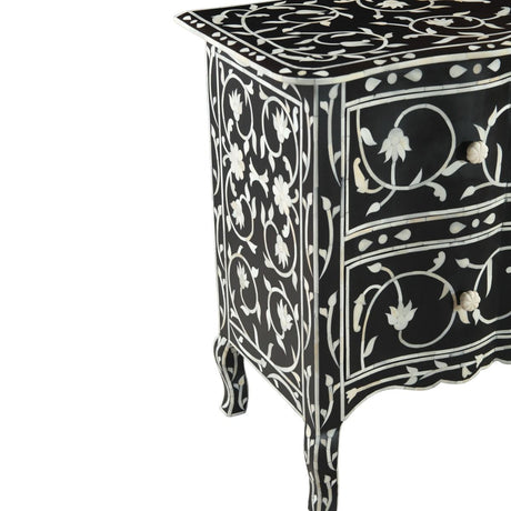 Fleur 42" Two Drawer Chest with Floral Horn Inlay from Home Trends & Design - Luna Furniture