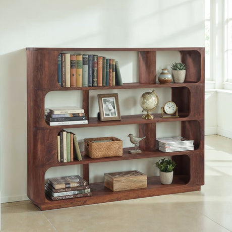 Henderson 67" Wide Bookshelf in Pecan Brown Sandblasted from Home Trends & Design - Luna Furniture