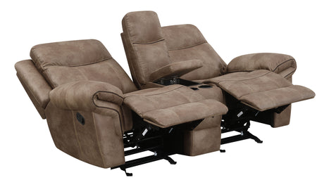 Nashville Cocoa Manual Glider Recliner Console Loveseat from Steve Silver - Luna Furniture