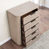 Henry 5-Drawer Reeded Chest, Tan Finish from Steve Silver - Luna Furniture