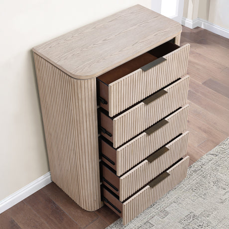 Henry Tan 5-Drawer Reeded Chest from Steve Silver - Luna Furniture