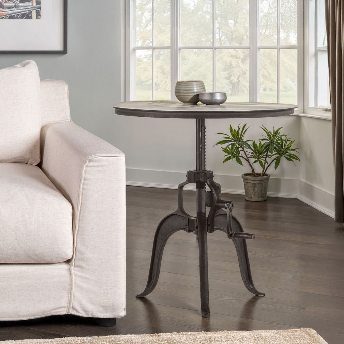 Industrial Loft 30" Adjustable Side Table in Matte Black from Home Trends & Design - Luna Furniture
