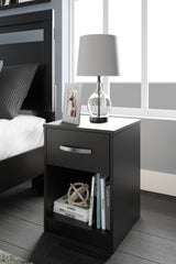 Finch Queen Panel Headboard with Dresser, Chest and 2 Nightstands in Black from Ashley - Luna Furniture
