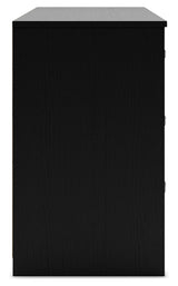 Finch Queen Panel Headboard with Dresser, Chest and 2 Nightstands in Black from Ashley - Luna Furniture