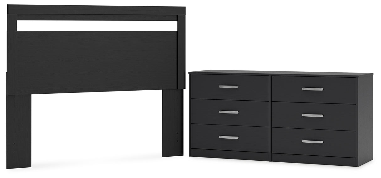Finch Queen Panel Headboard with Dresser in Black from Ashley - Luna Furniture