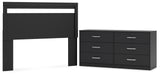 Finch Queen Panel Headboard with Dresser in Black from Ashley - Luna Furniture
