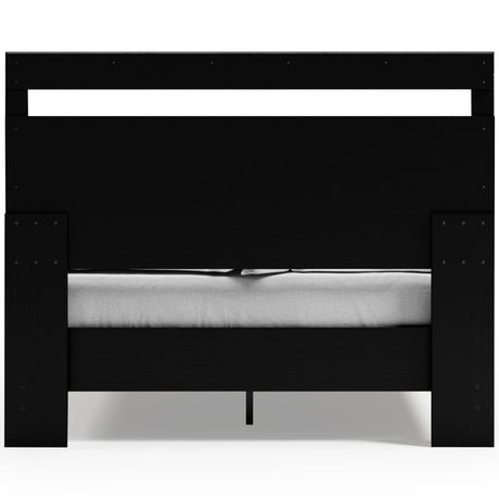 Finch Queen Panel Platform Bed with 2 Nightstands in Black/Brown from Ashley - Luna Furniture