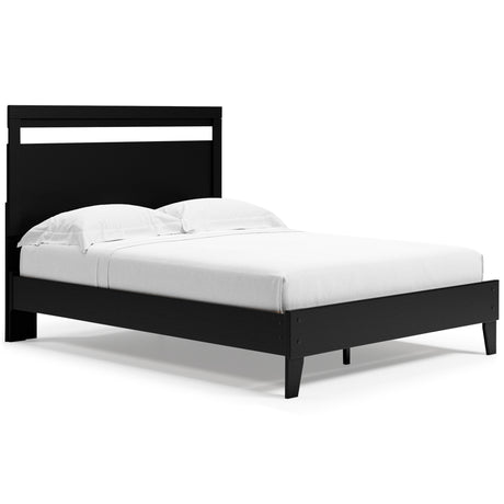 Finch Queen Panel Platform Bed with Dresser and 2 Nightstands in Black/Brown from Ashley - Luna Furniture