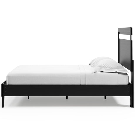 Finch Queen Panel Platform Bed with Dresser, Chest and 2 Nightstands in Black/Brown from Ashley - Luna Furniture