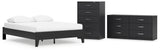 Finch Queen Platform Bed with Dresser and Chest in Black from Ashley - Luna Furniture