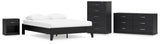 Finch Queen Platform Bed with Dresser, Chest and Nightstand in Black from Ashley - Luna Furniture