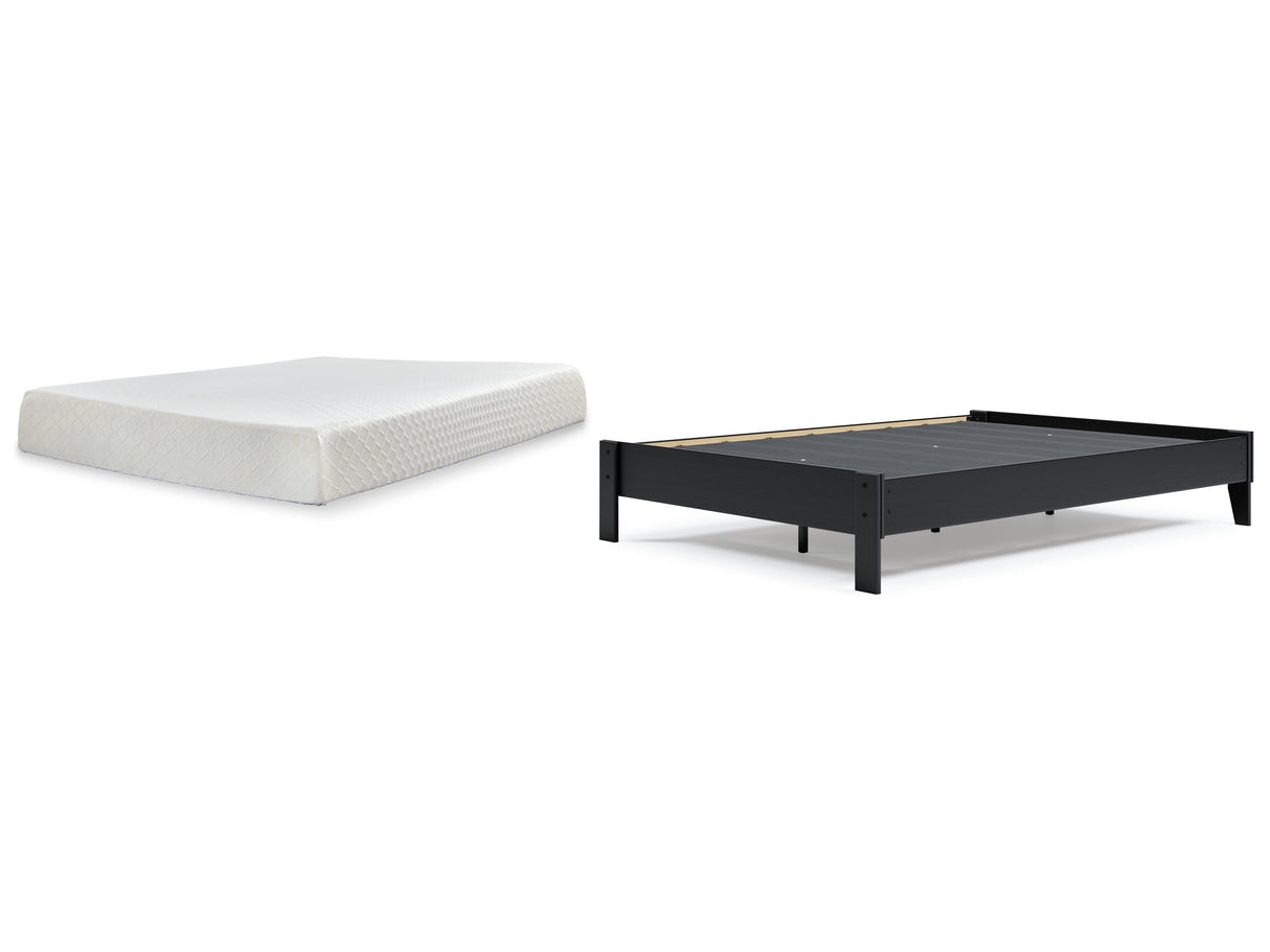 Finch Queen Platform Bed with Mattress in Black from Ashley - Luna Furniture