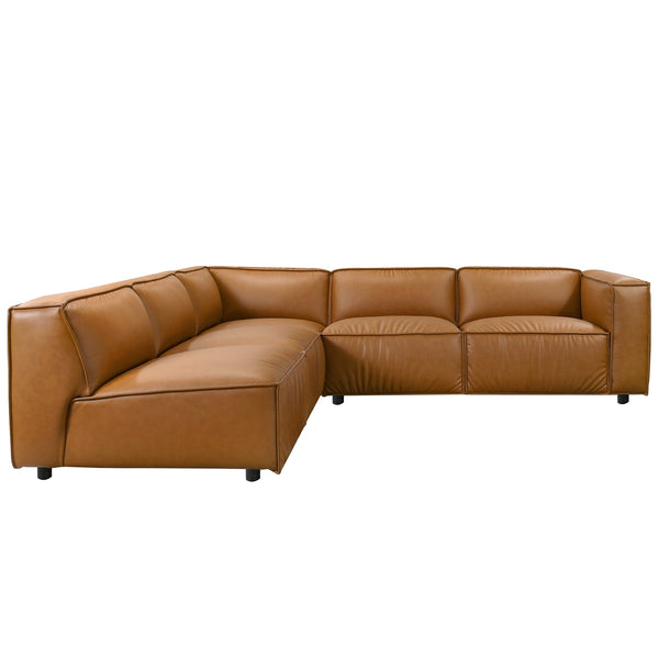 Findlay Tan Vegan Leather Corner Sectional Sofa